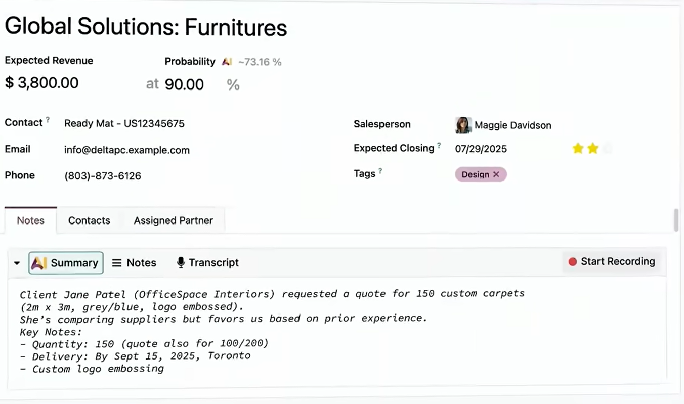 Transcription audio odoo 19